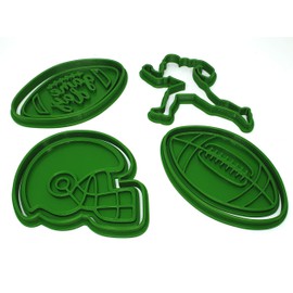 PlasticJewels - Set of 4 cookie cutters for American football lovers (player, ball and helmet)
