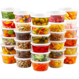 JOKOLO 10oz. (12cm X 5cm) Containers with Air tight Lids, BPA Free, Reusable Plastic Food Container, Disposable Bowl Round, Safe for Freezer/Microwavable/Dishwasher (300 ML) (10)