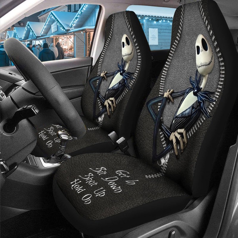 GENANY Horror Nightmare Skellington 2 Front Car Seat Covers for