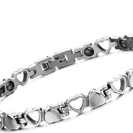 OIDEA Women's Magnetic Bracelet Bracelet: Link Chain Magnetic Bracelet Made of Stainless Steel Tungsten Steel Ellipse Love Links Link Wrist Polished Chain Bracelet Health Bracelet, Stainless Steel,