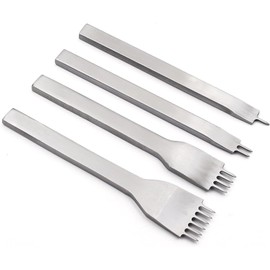 Auniwaig Stainless Steel 4pcs 4mm 1/2/4/6 Prong Lacing Diamond Stitching Chisel Hole Punches Tool Sharp Pricking Iron Leather Craft Tool Set DIY Handwork