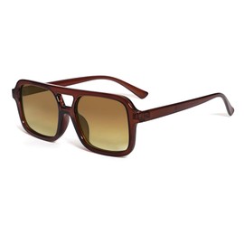 VANLINKER Retro 70s Square Aviator Sunglasses for Women Men Vintage Trendy Rectangle Sun Glasses VL9816,Brown