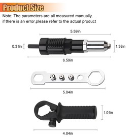GAOLAOSY Pop Rivet Gun Adapter Kit, Cordless Electric Power Drill Rivets Attachment with 4 Rivet Heads 2.4mm, 3.2mm, 4.0mm & 4.8mm, Riveter Insert Nut Tool for Pop Riveting Work