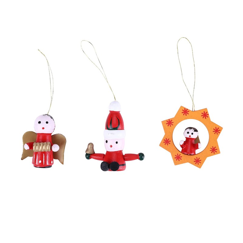 24PCS Christmas Tree Hanging Ornaments Wooden Hanging Decorations Set Mini
