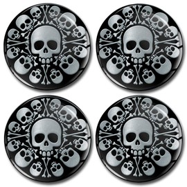Biomar Labs® 4 x 60mm 3D Domed Car Wheel Centre Rims Silver Stickers Decals for Caps Vehicle Auto Tuning Emblem A 9860