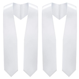 Unisex Graduation Stole Sash Sublimation Stoles for Graduation Adult Plain Blank Plain Scarf Stole for College, 60 Inch (White,2 Pcs)