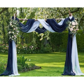 LinenZone Navy Window Scarf Valance in 288 Inch Size. Use Window Scarves as Canopy Bed or Backdrop Curtains, Curtain Scarf, or Sheer Fabric for Draping. (Amazing 55 x 288, Navy)