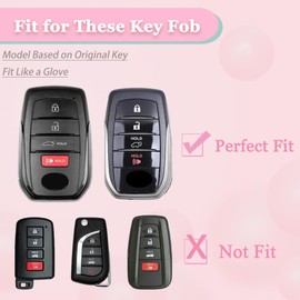 for Toyota Key fob Cover, 4 Buttons Soft TPU Key Fob Case for Toyota Crown Corolla Cross Grand Highlander Tundra Prius Venza Sequoia Land Cruiser Car Key Cover with Bling Keychain （Pink）