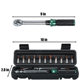 Bike Tool Kit Professional, 1/4 Inch Drive Click Torque Wrench Set, 2-24 Nm, 15 pcs Bike Torque Wrench Set with Dual-direction, Dual Range Scales Inch Pound Torque Wrench for Bicycle, Motorcycle