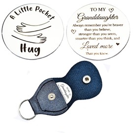 Pocket Hug Gifts for Granddaughter from Grandma Grandpa to My Granddaughter Gifts Always Remember You Are Braver Pocket Hugs Tokens Keychain for Granddaughter Inspirational Gift