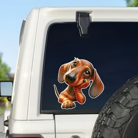 Dachshund Car Stickers Vinyl Auto Decals, Waterproof Scratch Resistant Decoration for Vehicle Bumper Window, Durable Exterior Car Stickers, 2 Pack B101