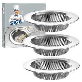 MR.SIGA Colador para Fregadero de Cocina, colador de Acero Inoxidable para el desagüe del Fregadero, Apto para lavavajillas, diámetro Exterior 11.2cm, diámetro Interior 7.6cm, Paquete de 3