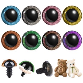 JIUDUOYUAN 150Pcs 20mm 3D Glitter Plastic Safety Eyes for Amigurumi Stuffed Animal Eyes Craft Crochet Doll Eyes for DIY of Puppet, Bear Crafts（8 Colors）