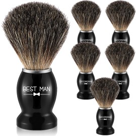 Reallnaive Groomsmen Gift Set of 6 Badger Hair Shaving Brushes with Ergonomic Wooden Handles for Weddings and Celebrations, Best Man, Groomsmen Gifts Wedding Favor