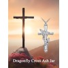 HVQP Dragonfly Cross Urn Necklaces for Ashes Women White Gold
