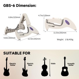 GHOSTFIRE Guitar Stand Folding Electric Guitar Stands Floor Adjustable A-Frame Stand Tripod Fit For Acoustic, Violin, Electric, Bass Guitars With Non-Slip Rubber Feet (GBS-6)