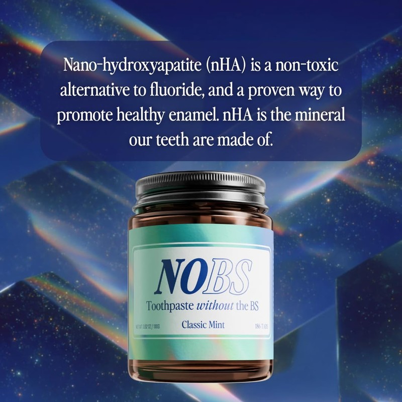 NOBS (No Bad Stuff) Toothpaste Tablets - Nano Hydroxyapatite, Fluoride