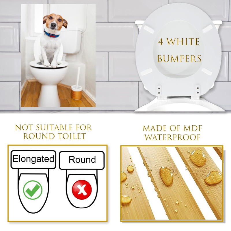 Elongated Toilet Seat Dog Jack Russel for Dog Lovers