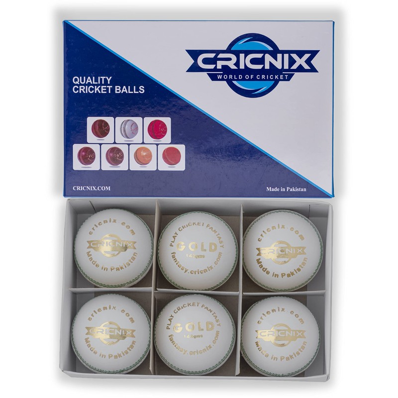 Cricnix Cricket Ball Gold White Leather 142g (1-Pack) for Practice