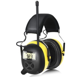 Gel Ear Pads AM FM Radio Headphones with Digital Display, 30dB AM FM Hearing Protection Safety Ear Muffs, Ear Protection Headphone for Mowing, Landscaping, Shooting and Construction