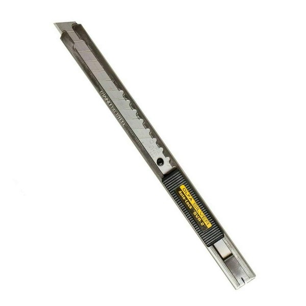 Olfa SVR-2 Slimline Stainless Steel Snap Knife with Pocket Clip, Grey