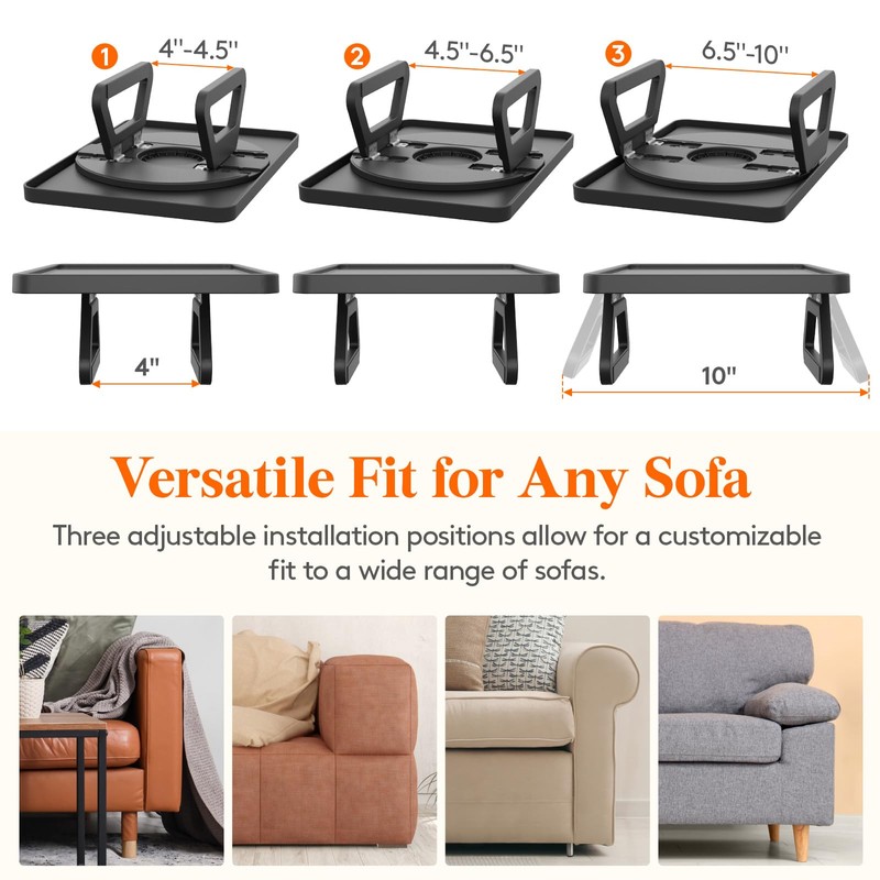 Lifewit Plastic Rotating Couch Armrest Table, Adjustable Sofa Arm Clip