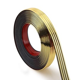 Glossy Gold Finish Wall Molding Trim, 196.8"L x 0.79"W Peel and Stick Corner Guards, Protection & Decoration for Countertops, Furniture Cabinets and Tables