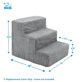 Best Pet Supplies Dog Stairs & Steps - CertiPur-US Made in USA Foam Steps for Small Dogs & Cats, Non-Slip Indoor Balanced Pet Step Support, Dog Ramp, No Assembly, Gray, 3-Step (13.5-inch Height)
