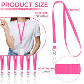 Cholemy 100 Pcs Bulk Lanyards for ID Badges Nylon Necklece Lanyard with Clip Swivel Hook for Women Offices Staff Students ID Badges Key Chains (Clasp)