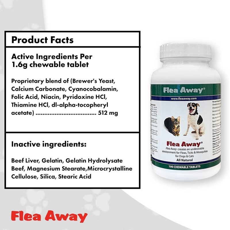 Flea Away 100 Chewable Tablets Flea, Tick & Mosquito Repellent