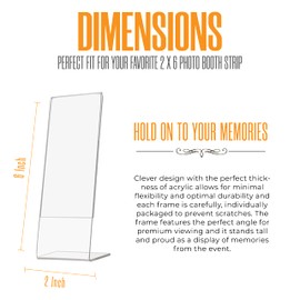 Photo Booth Nook | 2x6 Slanted Photo Booth Frames (50 Count) | Crystal Clear Acrylic Photo Booth Picture Frame with Silver Inserts | Bulk