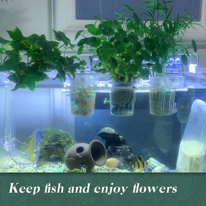 Upgrade Acrylic Aquarium Plant Holder Hanging Aquatic Plant Holder,Adjustable Hook