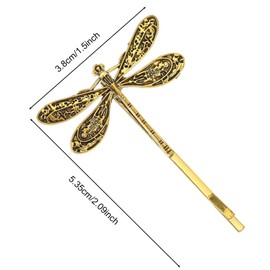 Mabor Dragonfly Hair Clip, Gold Antique Decorative Bobby Pins for Prom Birthday Party Wedding Retro Hair Styling Pins Accessories for Women Girls Bride French Hairpins