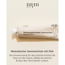 nkm Naturkosmetik München Teintausgleichender Sonnenschutz - 50 ml - Sonnencreme mit LSF30 - Mineralischer UV-Schutz - Schützend & Pflegend - Vegan - Für alle Hauttypen