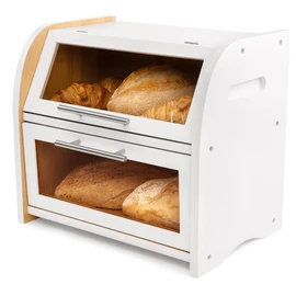 Arise Stylish Bamboo Bread Box for Kitchen Countertop, Extra Large 2-Shelf Wooden Bread Storage Container with Clear Windows and Air Vents Keep Bread, Bagels and Rolls Fresh, Self Assembly
