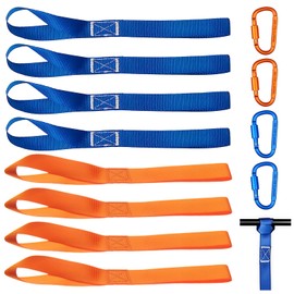 Pack of 8 Lashing Loops, Nylon Lashing Loops, Motorcycle with 4 Screw Carabiners, Load Capacity 1000 kg Loops Strap for Car, Motorcycle Transport, Bicycle Camping - 40.5 cm x 2.5 cm