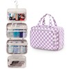 Narwey Large Checkered Hanging Travel Toiletry Bag for Women Wash