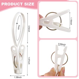 Honeydak 60 Pack Multi-Purpose Clips for Hangers with Plastic Rope Hanger Clips Closet Organizer for Little Clothes Hat Laundry Sock Boot Bra Towel for Bathroom Wardrobe Kitchen Office, White