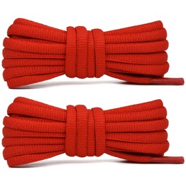 Stepace 2 Pairs (4 Pieces) Shoelaces, Half Round Shoelaces, Length 39.4 - 63.0 inches (100 - 160 cm), 11 Colors, Oval Shoelaces, Sneakers, red