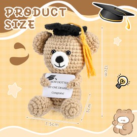 Soulchen 2 Pcs Graduation Bear Gifts,Class of 2025 Graduation Positive Crochet Stuffed Animal Bear Toys with Grad Cap and Congrats Cards for High School College Kindergarten Party Favors