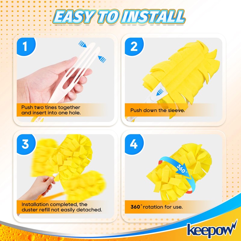 KEEPOW 20 Pack Reusable Duster Refill Compatible with Swiffer Duster