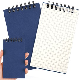 Jutom 2 Pcs Mini Pocket Notebooks Bulk 3x5 Graph Paper Top Spiral Notebook 120 Pages 80 Gsm Mini Grid Notepads Small Memo Pads for Home Classroom Office Business Work Supplies (Dark Blue)