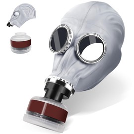 Full Face Respirator Mask Gas Masks Survival Nuclear with Activated Carbon Filters, Reusable Dust Mask Against Dust Gases/Dust/Chemicals/Vapor/Fume Fit/Formaldehyde/Chemicals/Vapor/Fume