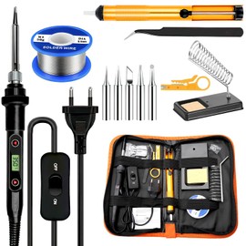 Soldering Iron Set, 13-in-1 Soldering Tips, 80 W, LCD, Adjustable Temperature, 180-500 °C, Soldering Iron, Electric Soldering Iron, Soldering Set, 5 Interchangeable Tips for Soldering for Electrical