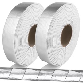 2Pcs Pipe Insulation Wrap Roll 2" WideX 16.5 FT Ceramic Fiber Outdoor Insulated Tape Pipe Insulation Foam Tape Roll Self-Adhesive Wrap for Winter Freeze Protection Cold Hot Pipe Heat Preservation