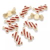 Hackberry Creek 10 Peppermint Candy Charms - Enamel Christmas Pendants