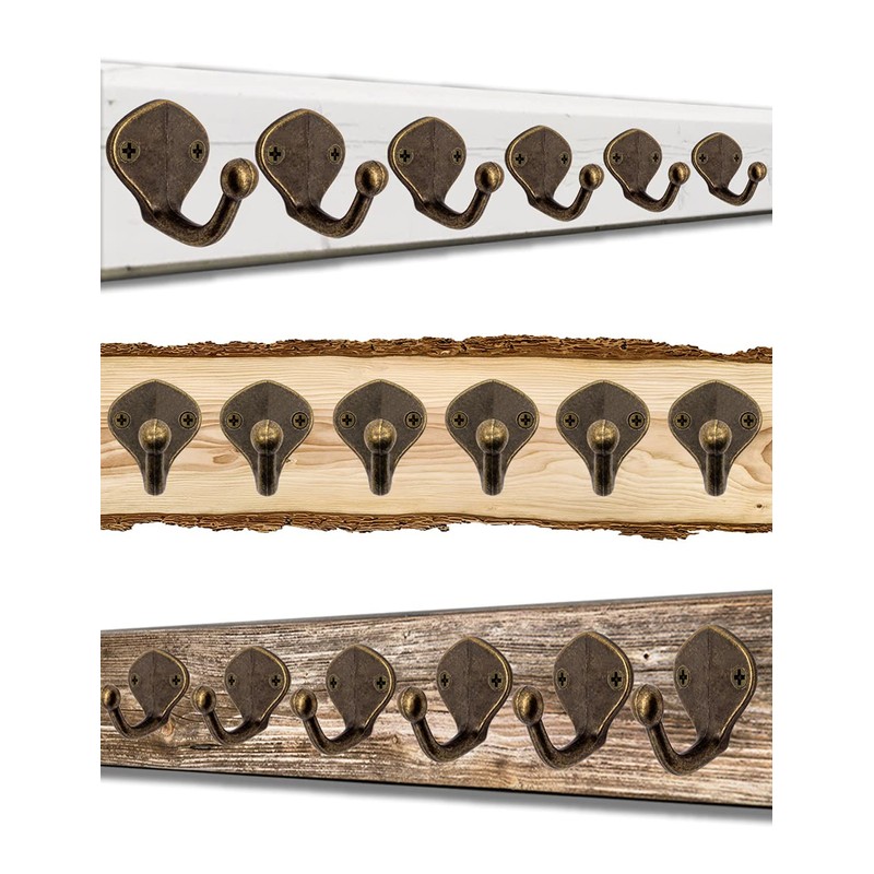 Fuxxer® 6 x Antique Coat Hooks, Towel Hooks, Iron Hooks,