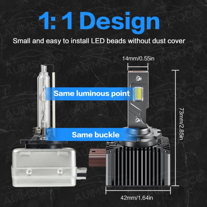 AUIMSOCO D1S D1R 10000K LED Headlight High Low Beam Bulbs