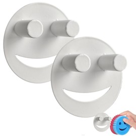 Stainless Steel Smiley Face Sponge Holder with Adhesive Hook - No Falling Risk, Rustproof Sink Sponge Holder for Kitchen, Bathroom&RV Apartment, Keep Happy Face Sponges Dry and Odor Free, 2 pcs, White