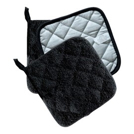 Piece, 6 Colours, Cotton, Pot Holder Set, Machine Washable, Pot Holders, Warming for Kitchen, Oven Towel, Pot Holder Grill Mats for Charcoal 40 x 60 (Black, One Size)